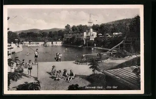 AK Gernrode /Harz, Otto-Bad mit Besuchern