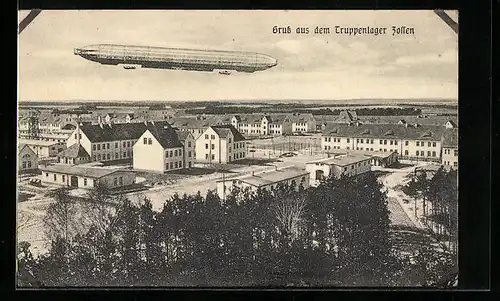 AK Zossen, Truppenlager mit Luftschiff Zeppelin