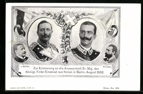 AK Berlin, Zur Erinnerung an die Anwesenheit Sr. Maj. des Königs Victor Emanuel von Italien 1902, Kaiser Wilhelm II.