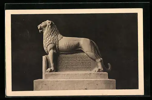 AK Düsseldorf, Kriegswahrzeichen Löwe, 1915, Kriegshilfe