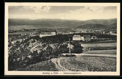 AK Aussig a. Elbe, Genesungsheim aus der Vogelschau