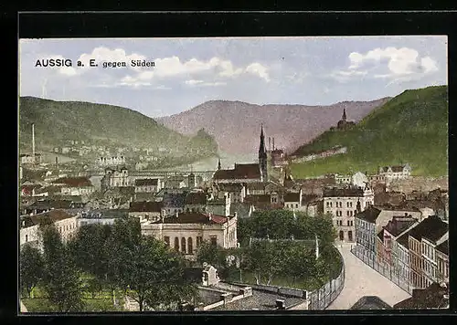 AK Aussig a. E., Blick gegen Süden