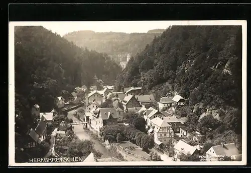 AK Hernskretschen, Ortsansicht mit Fluss