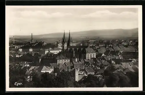 AK Eger, Ortsansicht mit Kirche