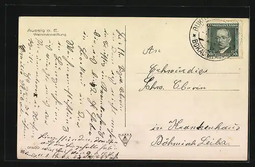 AK Aussig a. E., Ansicht der Weinmannstiftung