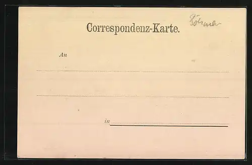 AK Dux, Ortsansicht von der Südseite aus dem 17. Jahrhundert, Rathaus