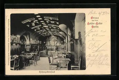 AK Berlin, Kaiser-Keller, Hohenzollernsaal