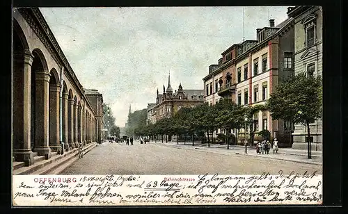 AK Offenburg, Passanten in der Bahnhofstrasse