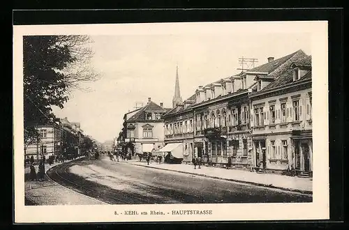 AK Kehl / Rhein, Blick in die belebte Hauptstrasse