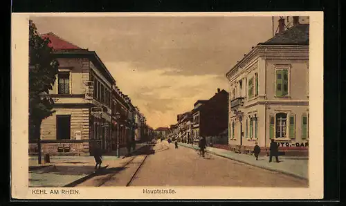 AK Kehl am Rhein, Blick die Hauptstrasse hinunter