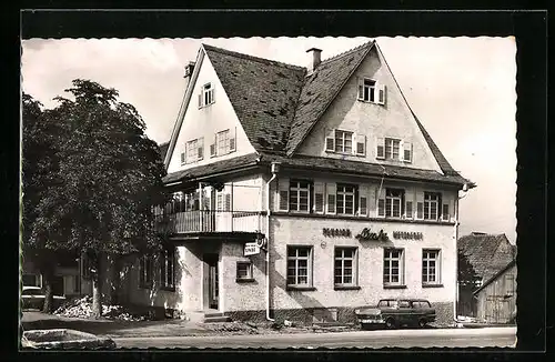 AK Steinegg /Pforzheim, Gasthof-Pension Zur Linde, Bes. Fam. Leicht