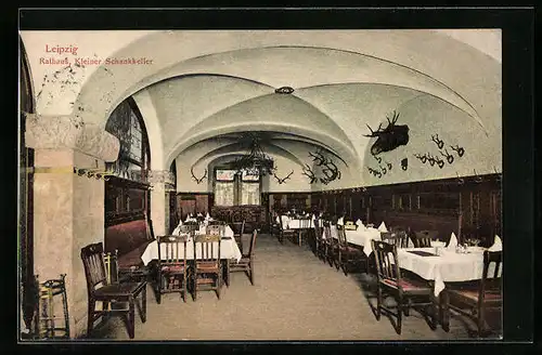 AK Leipzig, Rathaus, Gasthaus Kleiner Schankkeller