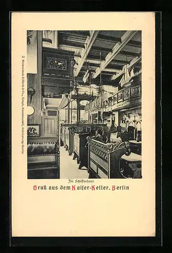 AK Berlin, Gasthaus Kaiser-Keller, Im Schifferhaus, Innenansicht