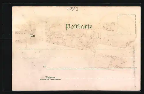 Lithographie Meerane i. S., Webschule, Leipziger Strasse, Augustusstrasse