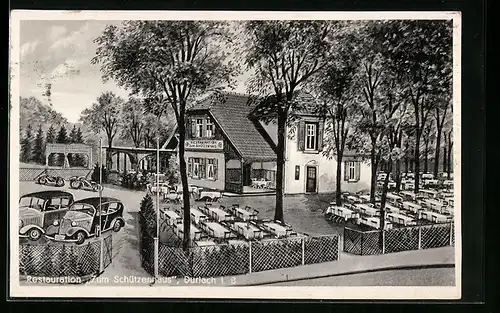AK Durlach i. B., Restaurant zum Schützenhaus a. dem Turmberg