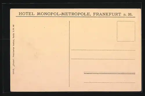 AK Frankfurt a. M., Fassade des Hotel Monopol-Metropole