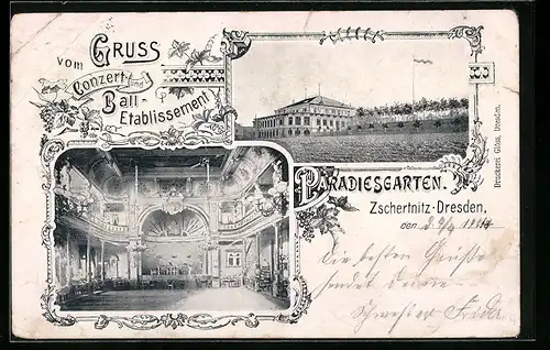 AK Dresden-Zschertnitz, Konzert- und Ballhaus, Innenansicht