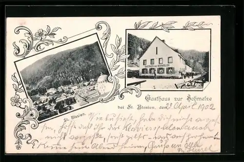AK St. Blasien, Gasthaus zur Schmelze, Teilansicht