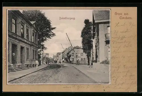 AK Elmshorn, Bahnübergang, Häuseransichten