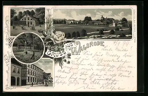 Lithographie Walsrode, Gesamtansicht, Eckernworth, Hotel Hannover