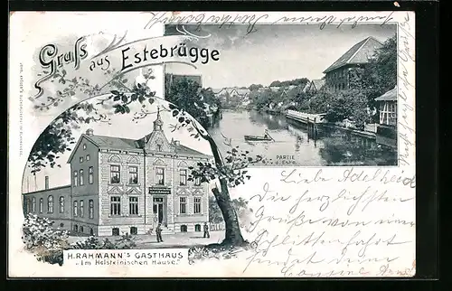 AK Estebrügge, Partie v. d. Este, Gasthaus H. Rahmann