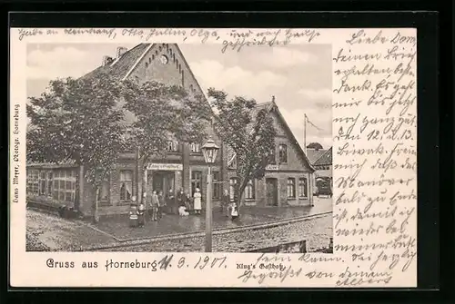 AK Horneburg, Klugs Gasthof mit Nebenhaus und Strasse