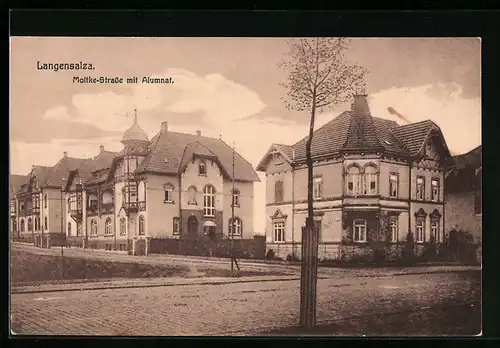 AK Langensalza, Moltke-Strasse mit Alumnat