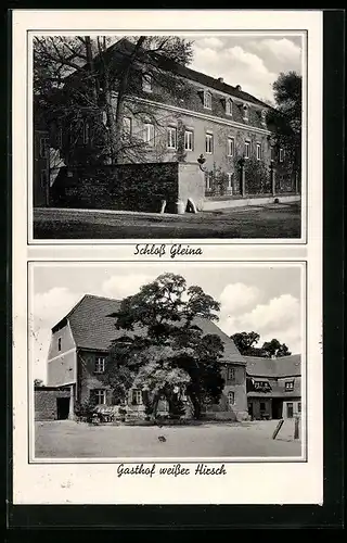 AK Gleina, Gasthof weisser Hirsch, Schloss
