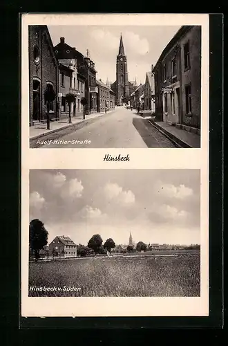 AK Hinsbeck, Strasse, Ortsansicht von Süden