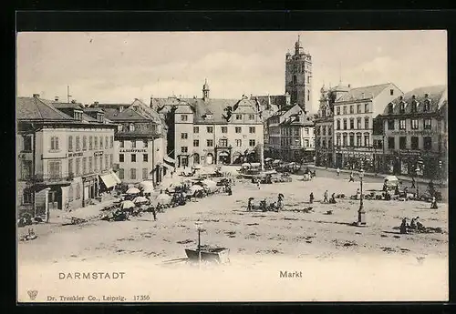 AK Darmstadt, Markt aus der Vogelschau