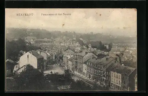AK Stavelot, Panorama et rue Neuve