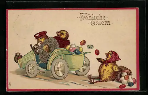 AK Osterküken fahren im Auto