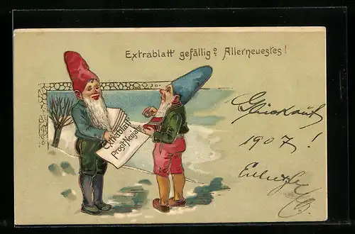 AK Zwerge verbreiten Extrablatt, Prosit Neujahr
