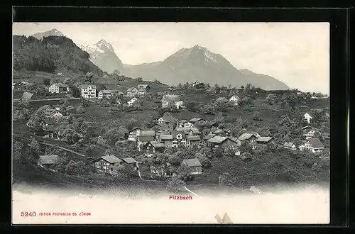 AK Filzbach, Gesamtansicht mit Bergspitzen