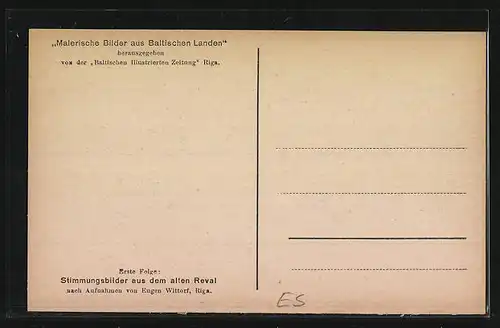 AK Reval, Stadtmauer mit Olaikirche