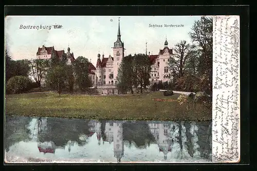 AK Boitzenburg U. M., Schloss, Vorderseite vom Wasser gesehen