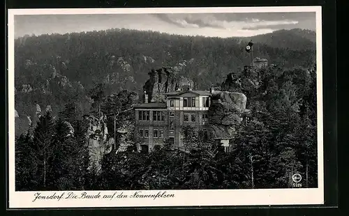 AK Jonsdorf /Zittauer Gebirge, Die Baude auf dem Nonnenfelsen