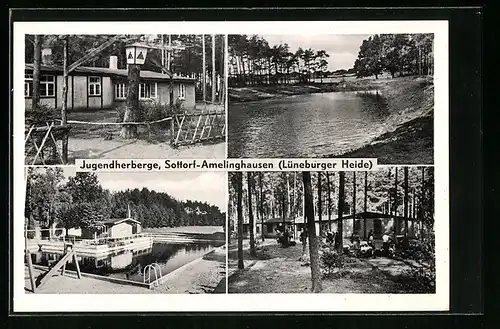 AK Sottorf-Amelinghausen /Lüneburger Heide, Jugendherberge, Schwimmbecken, Uferpartie