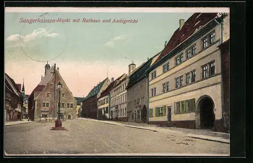 AK Sangerhausen, Markt mit Rathaus und Amtsgericht