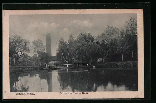 AK Altenplathow, Plauer Kanal mit Turm