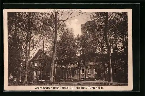 AK Mönchswalder Berg, Gasthaus und Turm auf der Südseite