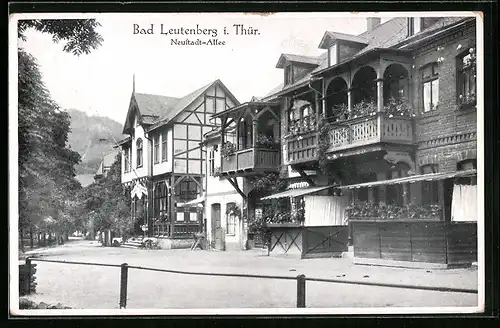 AK Bad Leutenberg i. Thür., Neustadt-Allee mit Fachwerkhaus