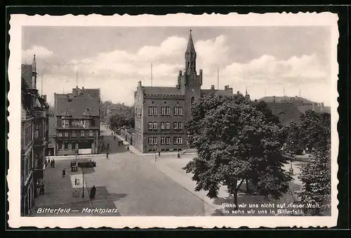 AK Bitterfeld, Marktplatz aus der Vogelschau