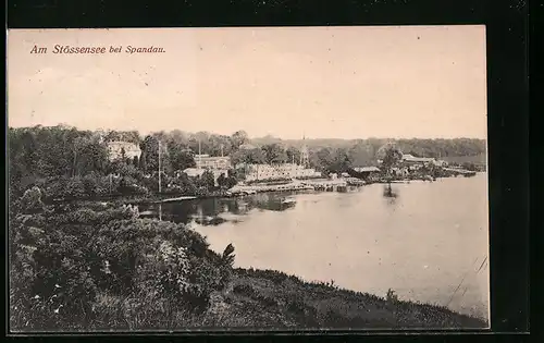 AK Berlin-Spandau, Stösschensee mit Ufergebäuden
