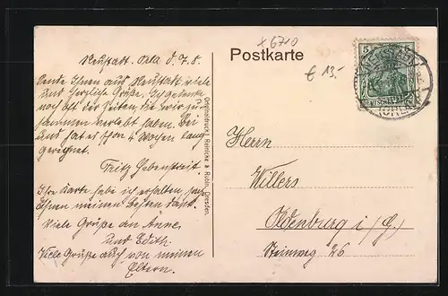 AK Neustadt /Orla, Bismarckstrasse mit kathol. Kirche