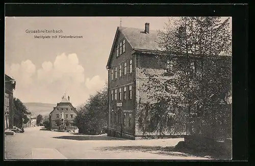 AK Grossbreitenbach, Marktplatz mit Fürstenbrunnen