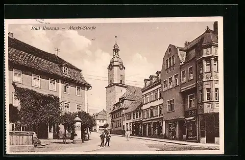 AK Bad Ilmenau, Markt-Strasse mit Kirche