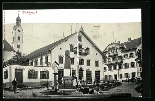 AK Kohlgrub, Dorfplatz mit Lehmanschem Gasthaus