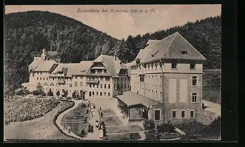 AK Kandern, Luisenheim mit Garten aus der Vogelschau