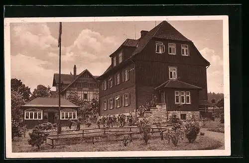 AK Braunlage /Harz, Mittelelbehaus mit Knabengruppe